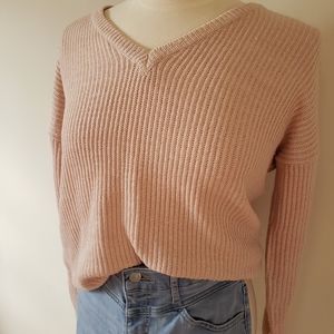 Ribbed v neck sweater